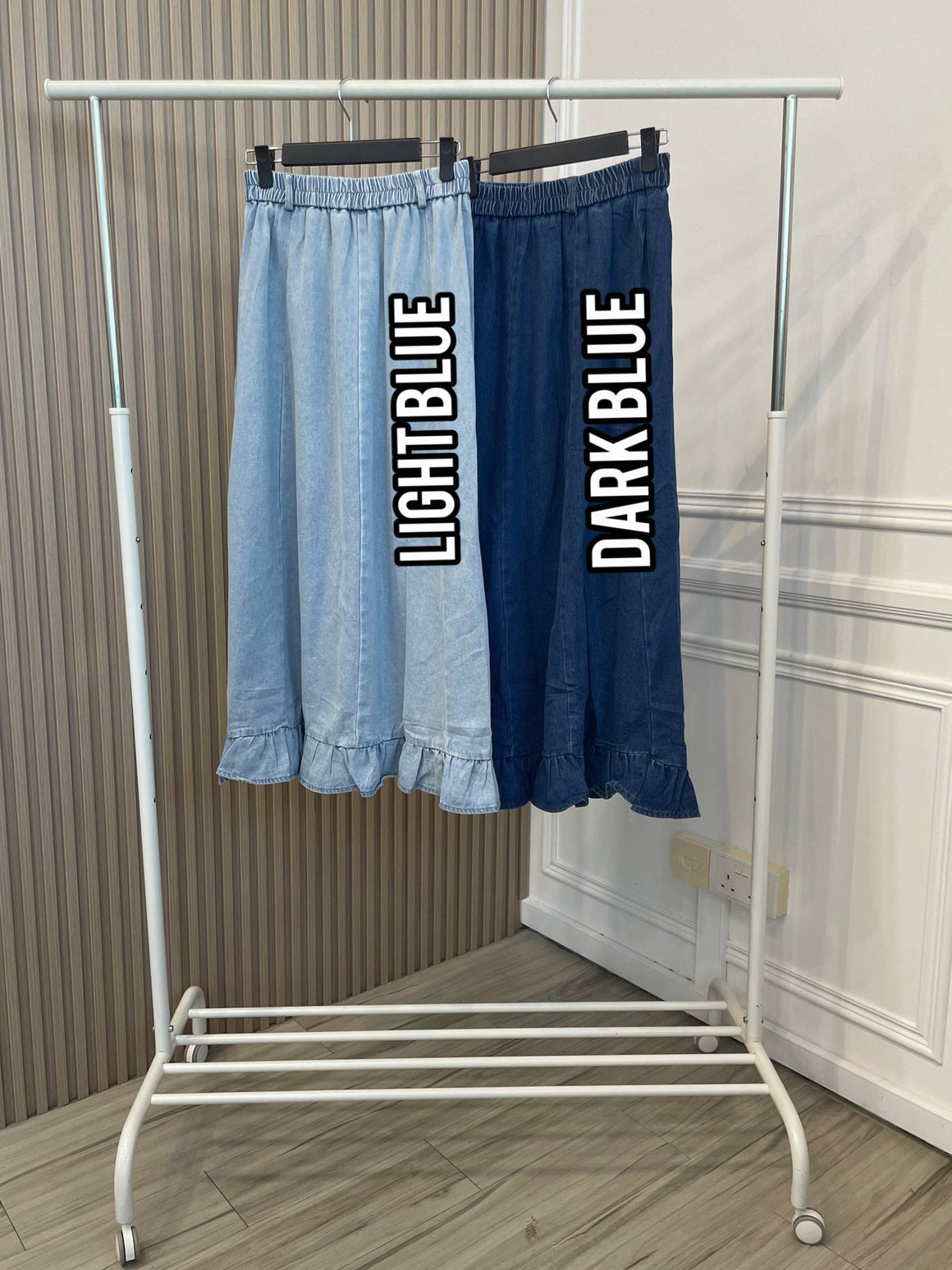 Ruffle Denim Skirt
