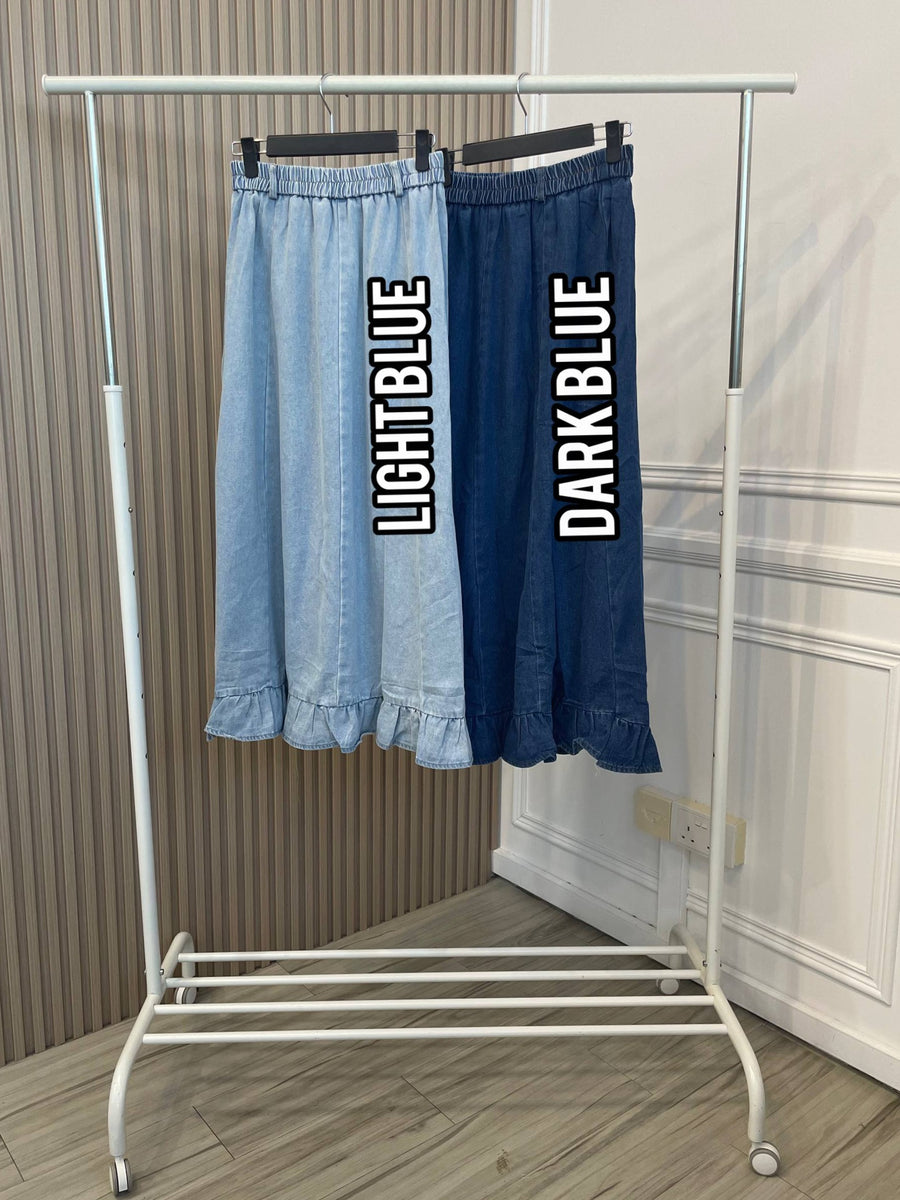 Ruffle Denim Skirt