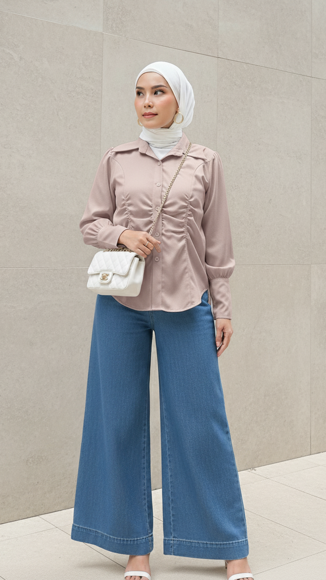 Ruched Tie-Back Blouse