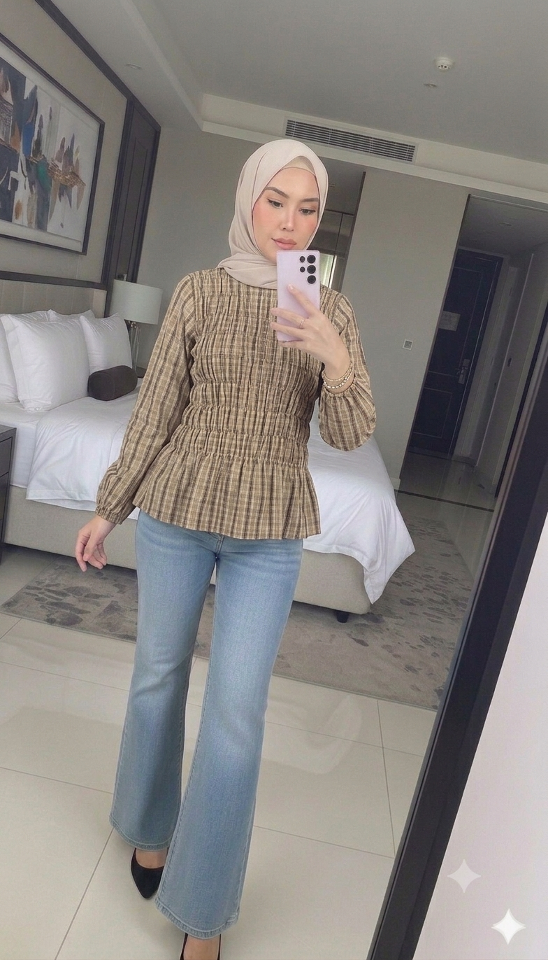 Nelly Plaid Blouse