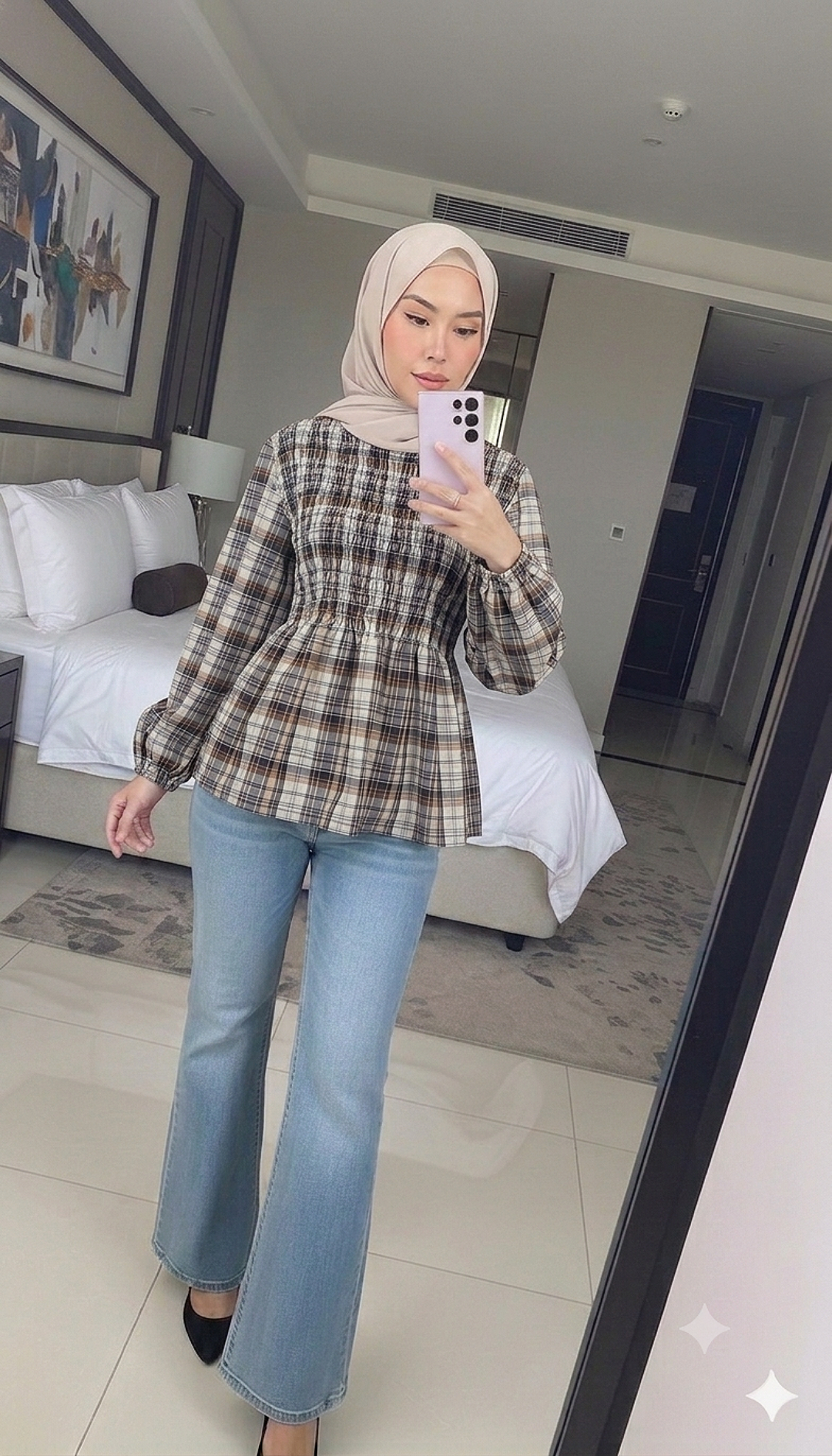Plaid Smock Blouse