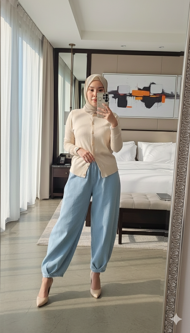 Barrel Curve Fit Denim Pants