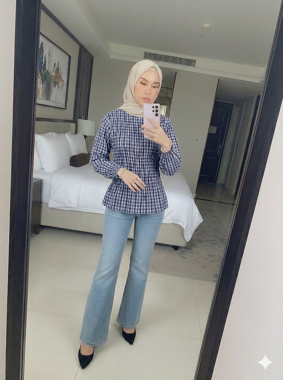 Nelly Plaid Blouse