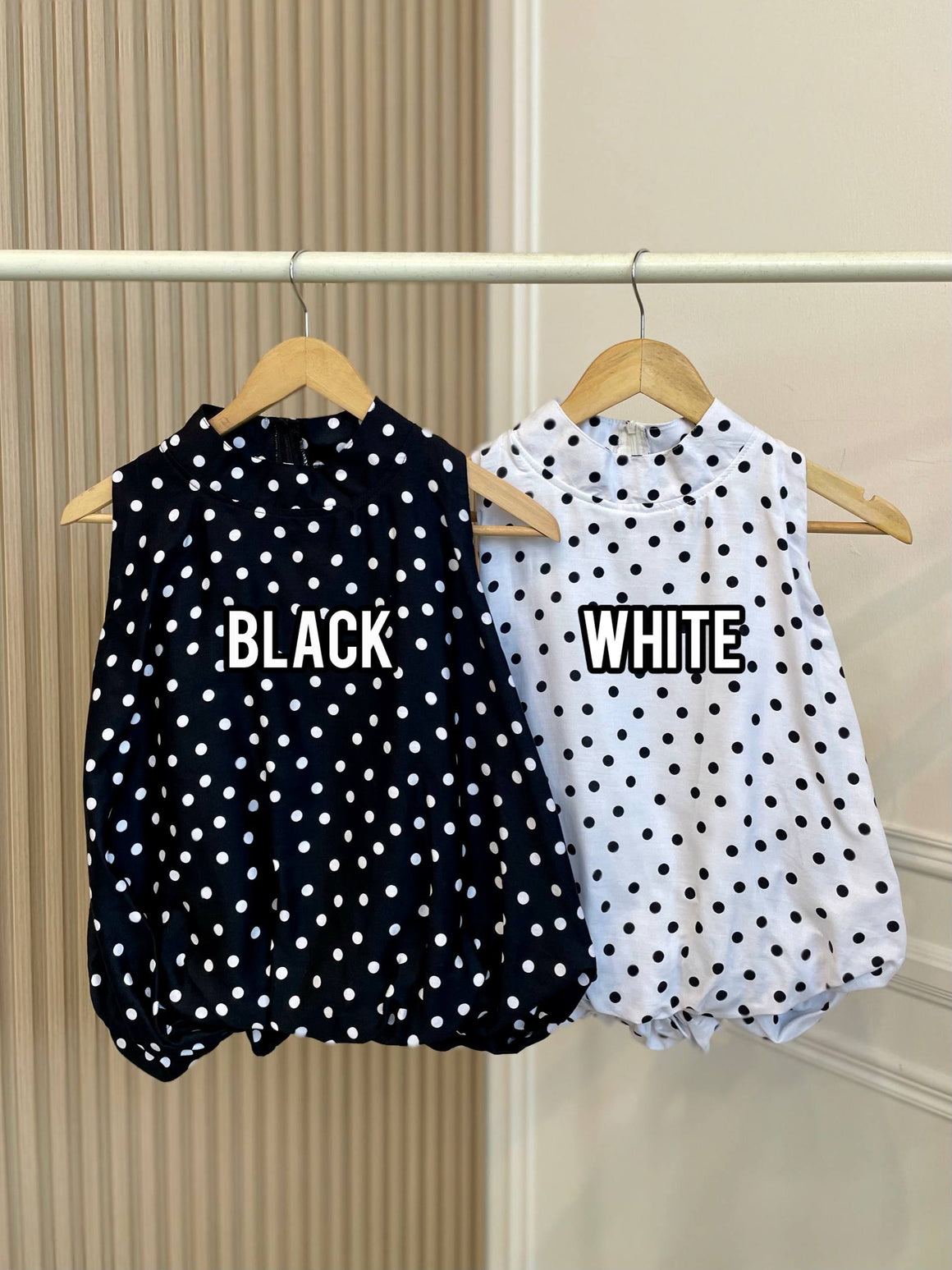 Sleeveless Polka Balloon Top
