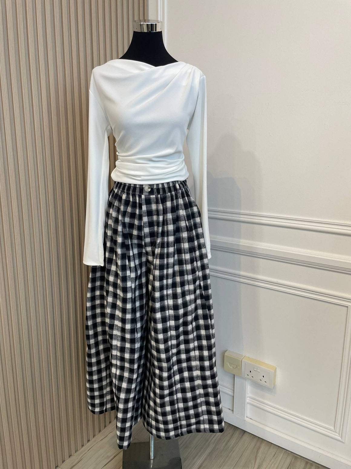 Plaid Wide-Leg Pants