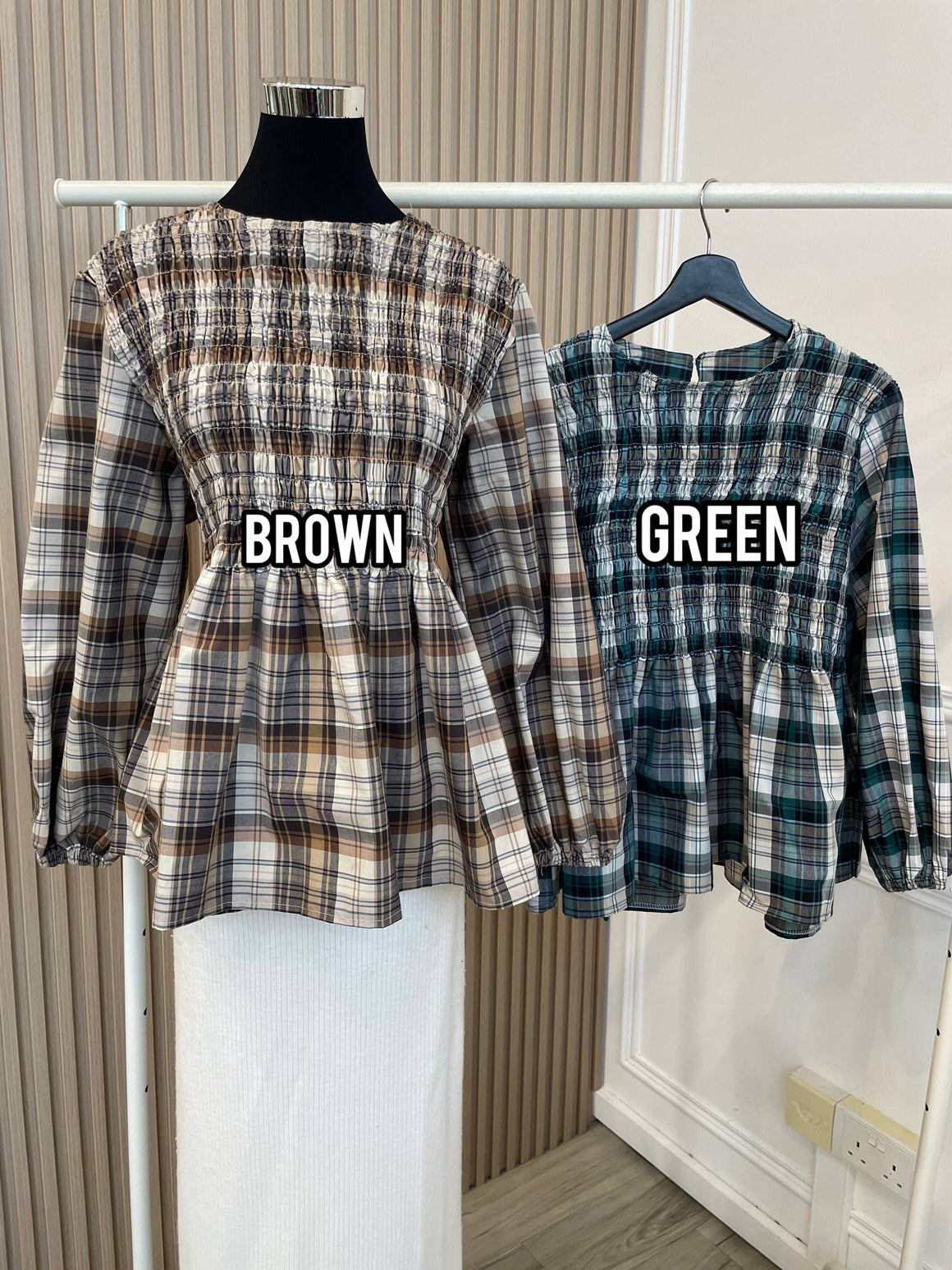 Plaid Smock Blouse