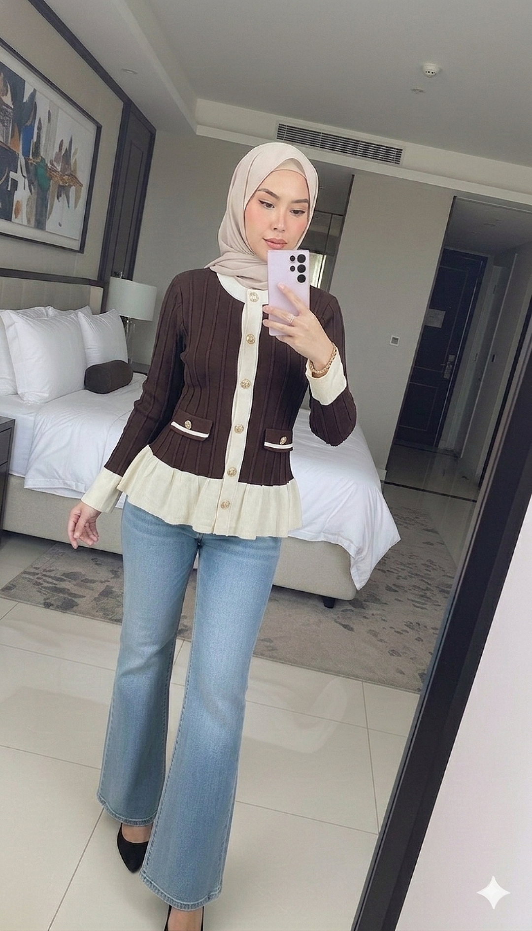 Rhia Ruffle Button Top
