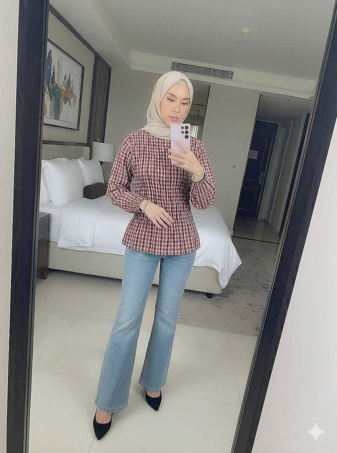 Nelly Plaid Blouse