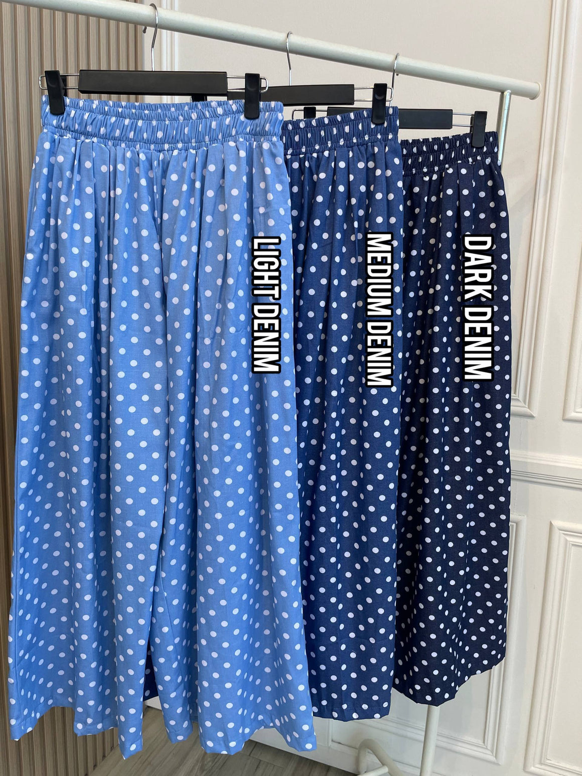 Denim Polka Pants