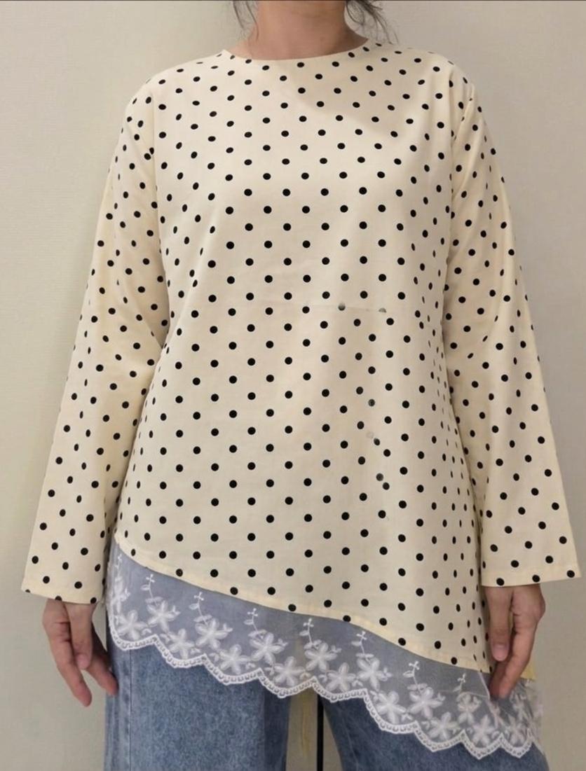 Polka Asymmetrical Lace Top