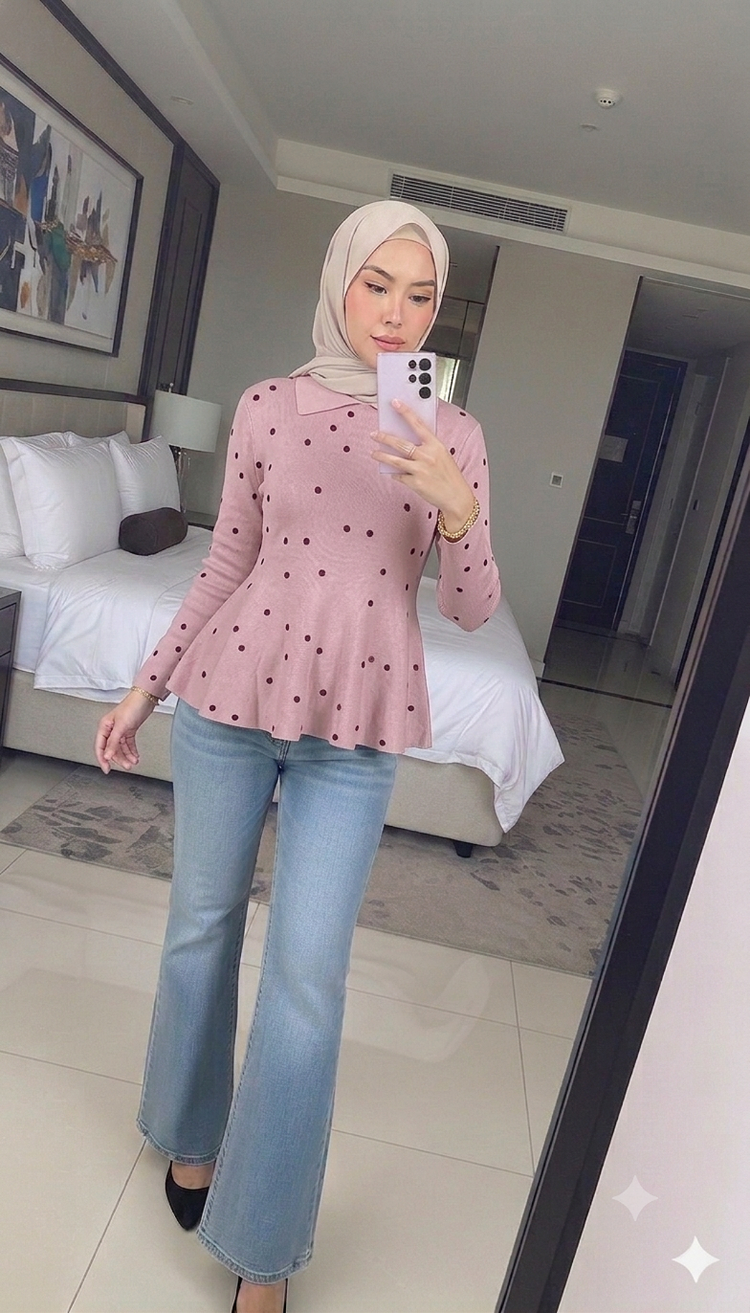 Rina Polka Peplum Top