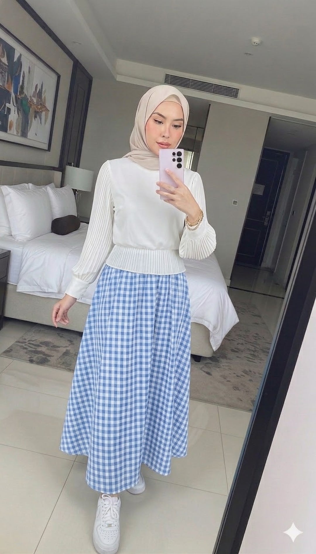 Checkered A-Line Skirt